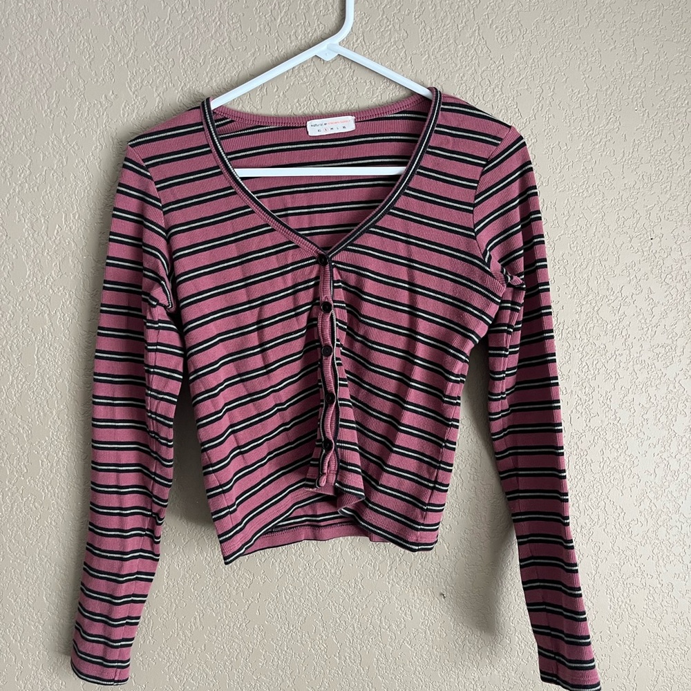 Natural by Known Supply Striped Long Sleeve Cardigan